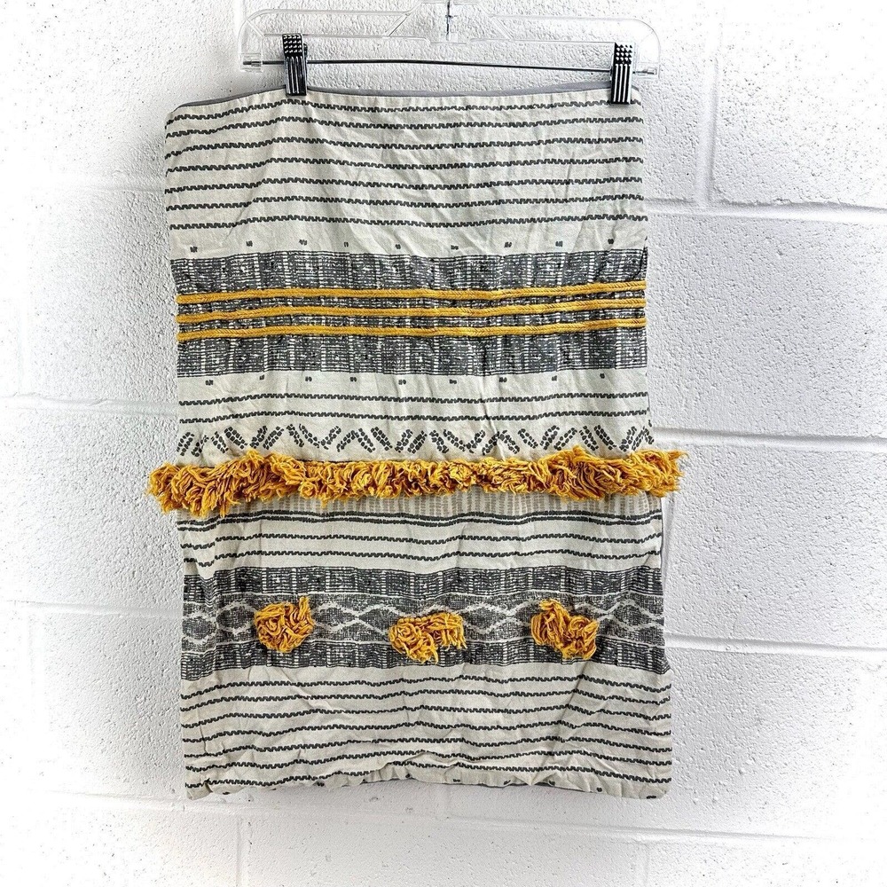 INK+IVY Cody Standard Pillow Sham (1) Tapestry Yellow Black White Striped